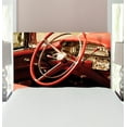 thumbnail image 1 of Cars Headboard, Interior of an Antique Classic Aged Car Exquisite Control Board Details Retro Picture, Upholstered Decorative Metal Bed Headboard with Memory Foam, Twin Size, Red Grey, by Ambesonne, 1 of 4