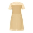 thumbnail image 3 of Juslio Girl Dresses Casual Short Sleeve Tulle Summer Beach A-line Knee Length Beige Sundress, 3 of 7