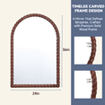 thumbnail image 4 of SANGNI 36" x 24" Arched Wall Mirror, Rustic Walnut Solid Wood Rope Carved Frame, Farmhouse Decor, 4 of 10