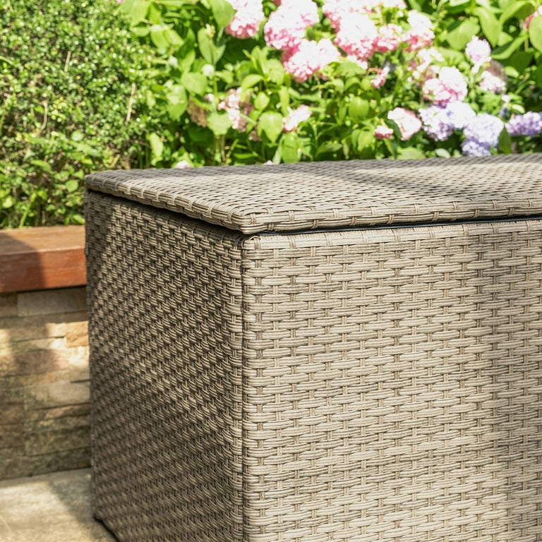 OFFICIAL] Glitzhome Outdoor Patio Oversized All-Weather Handwoven Wicker  Black Storage Trunk Box