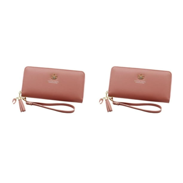 Cartera Sonducket elegante y práctica para mujer de cuero PU color Rosa profundo 2Conjunto