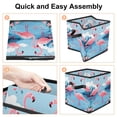 thumbnail image 4 of Flamingo Large Capacity Foldable Storage Container Basket with Handle, 10.8"x10.5"x10.6" Storage Box Bin, 4 of 6