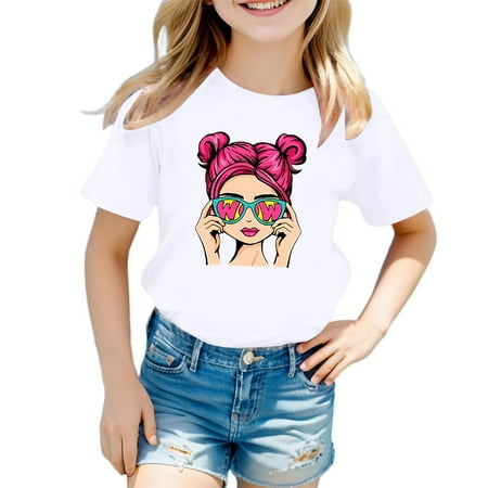 

Girls Cute Graphic Print Round Neck Short Sleeve Tee Summer Casual T Shirt Kids Long Sleeve Shirts T Strap Shirt Kids Long Sleeve T Shirt Toddler Girl Outfits Too for Girls Girl Shirts Crop Tops