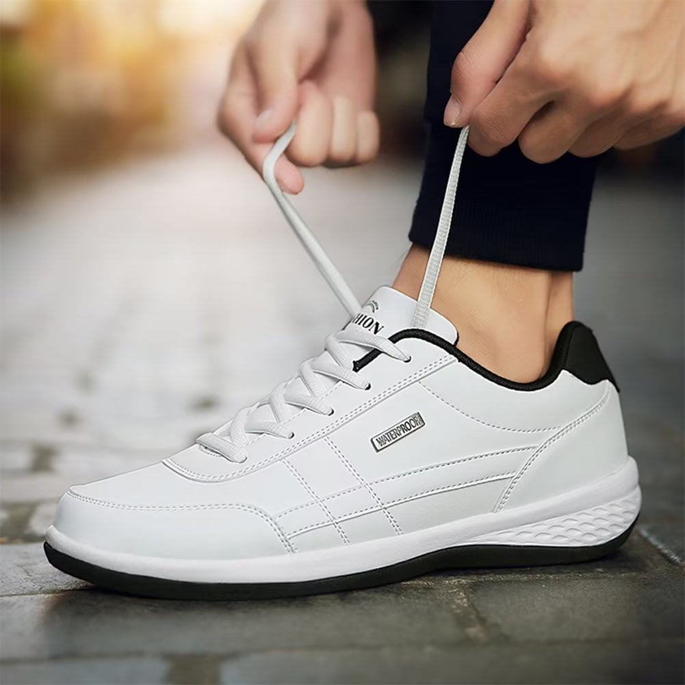 Dumajo Mens Shoes Fashion Running Sneaker Casual Leather Sport Shoes Breathable Comfortable Walking Shoes