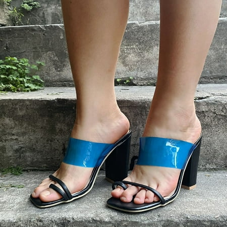 

HIBRO Women Sexy Fish Mouth High Heeled Sandals Wear Solid Color High Heeled Slippers