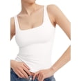 thumbnail image 3 of Women'S Tank Top Fitted Square Neck Casual Basic Summer Tank Sleeveless Tops White M, 3 of 8
