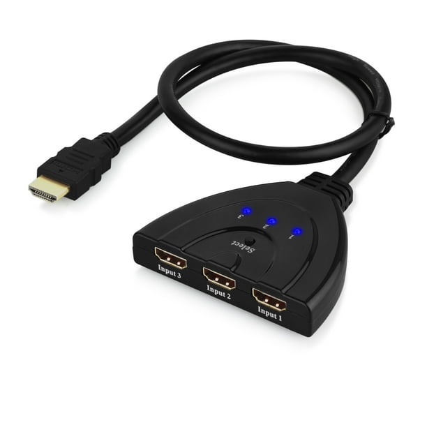 3 Port HDMI Switcher Splitter 3D 1080P Full Input 1 Output Auto High Speed HDMI Switch Switcher Splitter Cable Hub Box Adapter for HDTV DVD Xbox 360 With 24K Gold