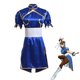 thumbnail image 2 of Disfraz de Chun Li para mujer y niña, traje de fiesta de Halloween, Sutorito, Faita, vestido Cheongsam azul, cinturón, tocado, 2 of 4