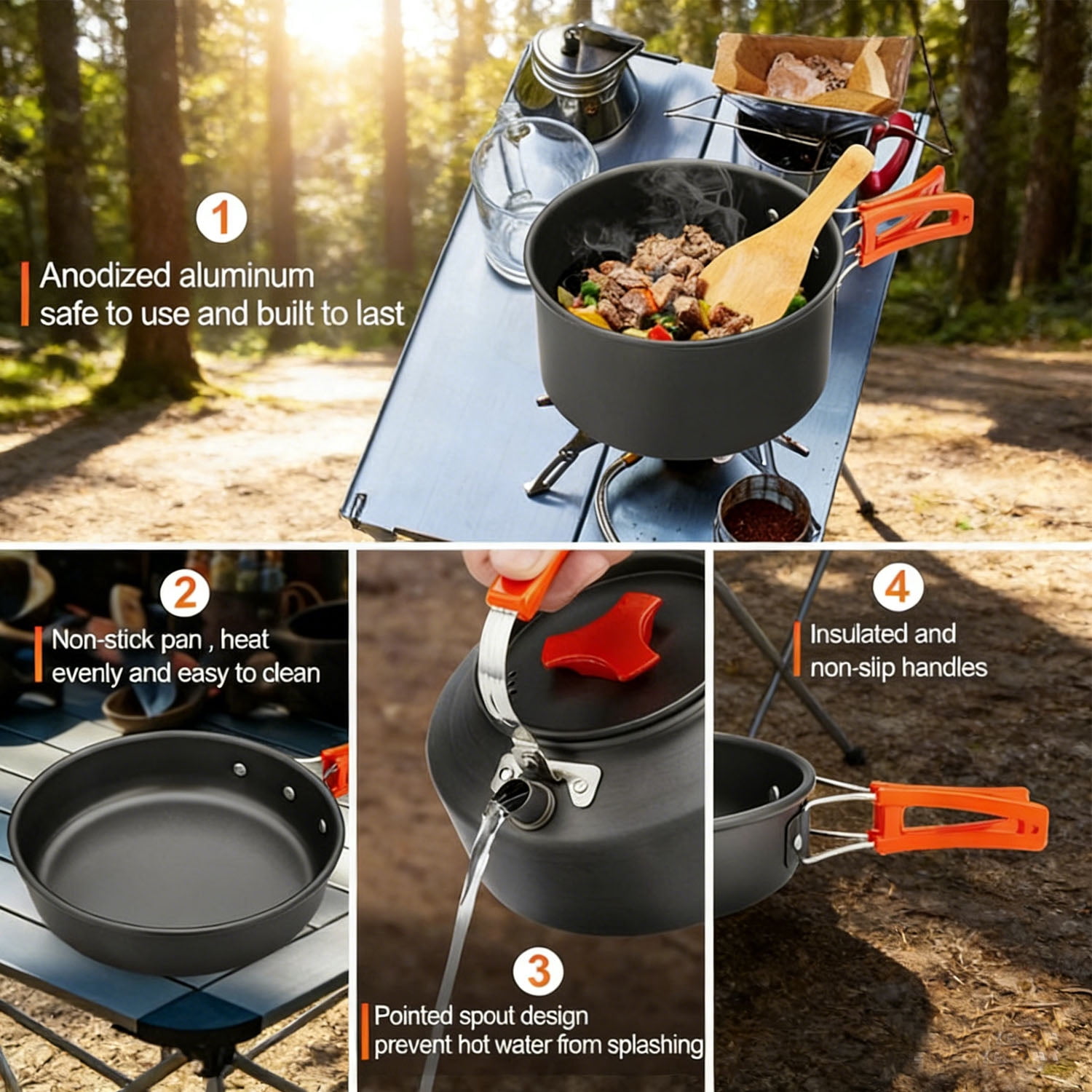 XINcc Camping Cookware Utensils Kitchen Supplies Outdoor Gear for Hiking Backpacking Car Camping Survival Kit 17pcs