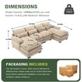 thumbnail image 3 of Villeston Modern U-Shape Sectional Sofa , 4 Seat Lounge Sleeper with Double Chaise for Living Room,Khaki, 3 of 7