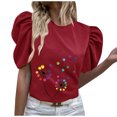 thumbnail image 2 of Fiudx Ofertas Flash Del Día Top de Manga Corta con Cuello Redondo Regular Estampado Sexy de Verano para Mujer, 2 of 7