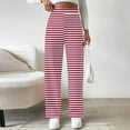 thumbnail image 5 of Maean Women's Striped Pants Fleece Fuzzy Lined Straight Leg Loose Trousers Casual High Waist Sweatpants, 5 of 7