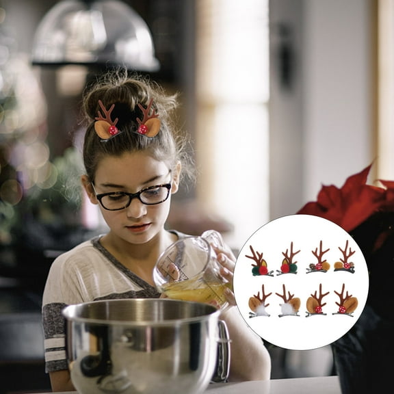 Uonlytech 4 Pairs Reindeer Antler Hairclips Antlers Headwear for Kids Festive Decoration
