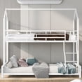 thumbnail image 4 of Yoneston Twin Over Full Metal House Bunk Bed with Ladder for Kids, Teens, Detachable Platform Bed No Box Spring Needed, White, 4 of 7