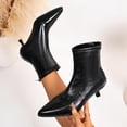thumbnail image 2 of SAWOBUUN Womens Pointed Toe Ankle Boots Stiletto Heel Faux Leather Back Zipper Stretchy Slip On Comfortable Dress Boots, 2 of 9