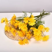 Feildoo Artificial Flowers, 15Pcs Daisy Flower Silky Artificial Daisies Bouquet Fake for Home Office Wedding Decoration, Table Centerpieces Arrangement, Windowsill Décor, 9 Colors - Yellow