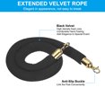 thumbnail image 3 of Unique Bargains 3 Feet Black Velvet Stanchion Rope, Crowd Control Barrier Rope with Snap Hook, Golden, 3 of 6
