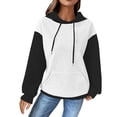 thumbnail image 2 of Ailaofu Women's Hooded Sweatshirt Waffle Long Sleeve Drawstring Knit Color Block Hoodies Pullover, 2 of 5