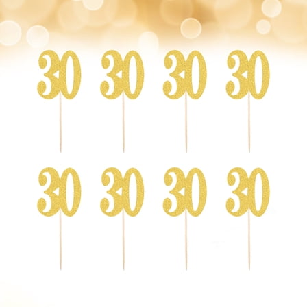10Pcs Gold Glitter Number Cake Topper Picks for Birthday Cake Decorations, Party Celebrations, Sparkling Finish