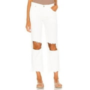 Free People Women's White Maggie Mid Rise Straight 31R