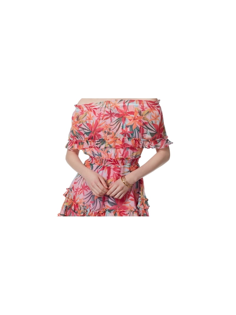 jessica simpson off the shoulder dress Jessica Simpson Women's Amaya Off Shoulder Ruffled Dress Black Iris at Amazon Women's Clothing store