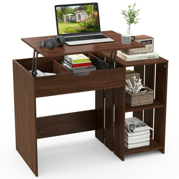 Costway Lift Top Computer Desk Standing Desk with Hidden Compartments