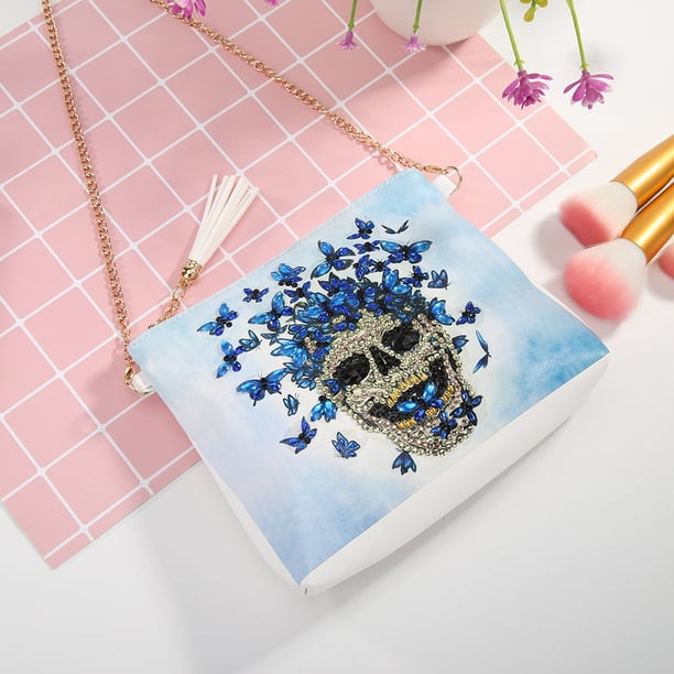 Regalo de pintura de diamantes, billetera de pintura de diamantes Bolso de hombro de pintura de diamantes blanco Billetera de pintura de diamantes elaborada por expertos