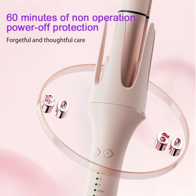 CNV Auto-Rotating Curling Iron with 3 Barrels & Straightener Comb, Anti-Scald, 3 Temp Settings, Travel-Friendly Pink