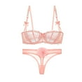thumbnail image 1 of Soutien-Gorge Balconnet en Dentelle Non Ligné Demi-Cup avec Armature et String Transparent, 1 of 5