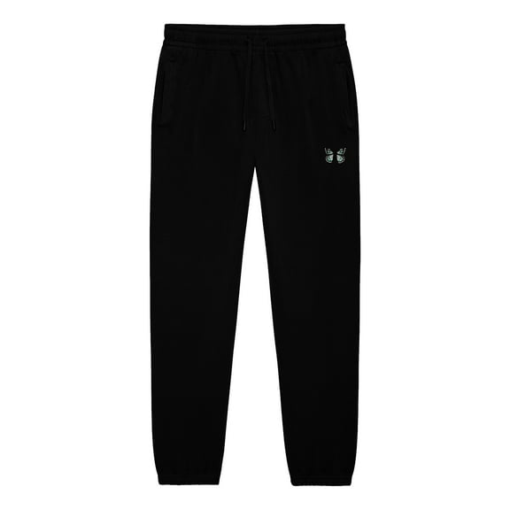 Dalix Butterfly Embroidered Sweatpant Soft Fleece Relaxed Fit Lounge Womens in Black XS X-Small
