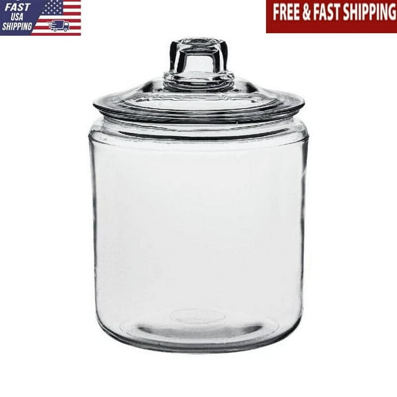 STARLIGHT- 1 Gallon Heritage Hill Glass Jar Wide Mouth Food Storage Canister With Lid