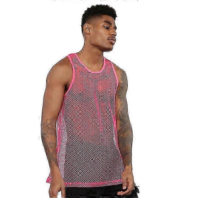 Men's Mesh Fishnet See Through Shirt Short Sleeve Muscle Undershirts Tee Tops Zekai