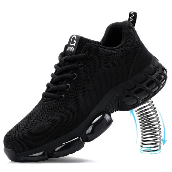 LAoutun Mens Steel Toe Shoes Lightweight Safety Work Shoes Cushioned Steel Toe Sneakers Construction