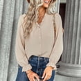 thumbnail image 2 of Tops de Mujer Blusa Casual Elegante Camisas de Manga Larga Cuello en V de Moda Ocio Sólido Odeerbi ODB168314, 2 of 9