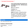 thumbnail image 2 of Front and Rear Brake Pad and Rotor Kit - Compatible with 1996 - 2000 Mercedes-Benz C280 1997 1998 1999, 2 of 2