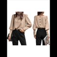 thumbnail image 3 of Blusa Elegante de Larga con Cuello Redondo para Mujer, Ideal para Otoño e Invierno, con Botones en la Espalda Albaricoque XL, 3 of 7