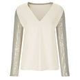 thumbnail image 5 of Aboser Women's Sparkle Sequin Blouse Glitter V Neck Dressy Tops Evening Party Cocktail Shimmer Shirts Shiny Long Sleeve Shirt, 5 of 8