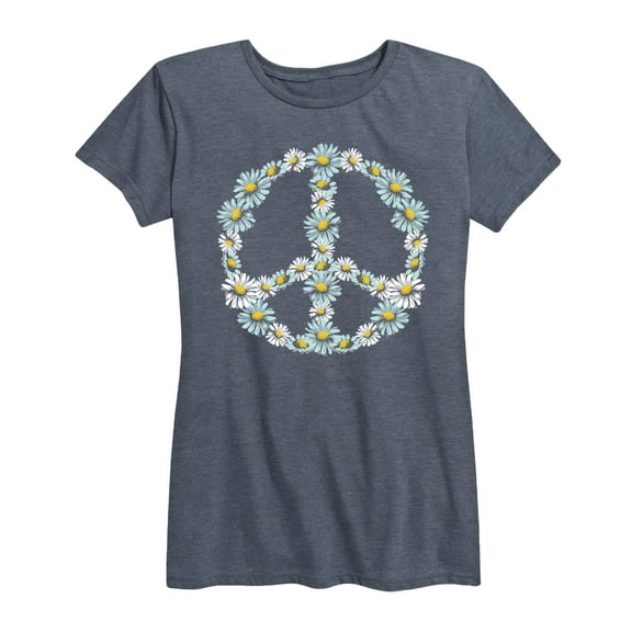 Instant Message - Floral Peace Sign - Women's Short Sleeve Graphic T-shirt