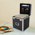 thumbnail image 2 of Tabletop Record Vinyl Carry Case Black Storage Box Locking with 50 Vinyl Records, 2 of 8