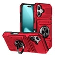 thumbnail image 2 of For Apple iPhone 17 Phone Case with Finger Ring Holder Kickstand, Card Slots，Heavy Duty Shockproof Rugged Protective Working with Magnetic Car Phone Mount,Red,For iPhone 17, 2 of 7