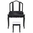 thumbnail image 3 of Costway Makeup Table Stool Set Tri Folding Mirror Vanity  Black, 3 of 7