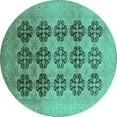 thumbnail image 1 of Ahgly Company Indoor Round Oriental Turquoise Blue Traditional Area Rugs, 8' Round, 1 of 4
