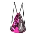 thumbnail image 2 of Mochila con cordón para mujer Paquete de lentejuelas de piel sintética para deportes al aire libre Bolsa de almacenamiento, rosa rojo plateado Monstrate AP001152-04B, 2 of 7