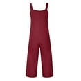 thumbnail image 5 of up to 60% off Gifts Usmixi Jumpsuits for Women Dressy Casual Solid Loose Pocket Adjustable Strap Maxi Jumpsuits Overalls Summer V-Neck Sleeveless Plain Long Formal Rompers Wine m, 5 of 6