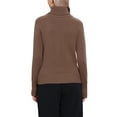 thumbnail image 3 of High Neck Sweater Blouse for Women Long Sleeve Ribbed Knitted Pullover Top XS Brown, 3 of 6
