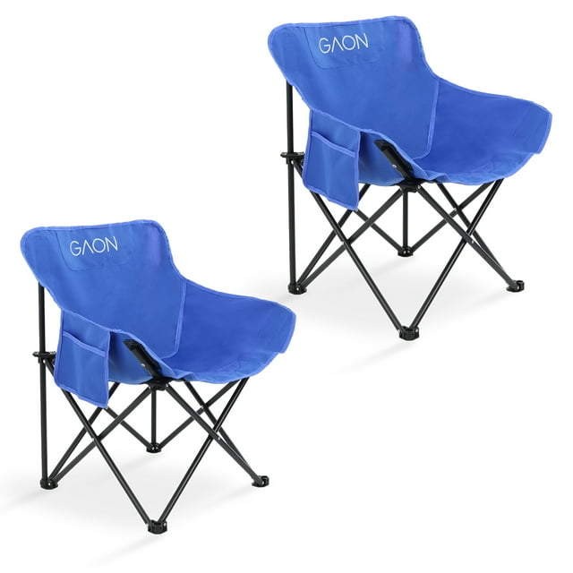 Silla Plegable para Camping Pesca Playa y Exteriores de Lona Impermebale Ligera Silla para Exterior Ergonomica con Estructura de Acero y Funda Transportadora Set de 2 Sillas (Azul)
