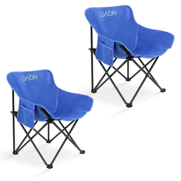 Silla Plegable para Camping Pesca Playa y Exteriores de Lona Impermebale Ligera Silla para Exterior Ergonomica con Estructura de Acero y Funda Transportadora Set de 2 Sillas (Azul)