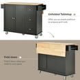 thumbnail image 6 of Black Kitchen Cart on Wheels with Solid Wood Top, Utility Kitchen Islands with Storage Cabinets and Drawers, Spice Rack, Shelves, Large Workstation Breakfast Bar, Rolling Cart Kitchen Bakers Rack, 6 of 12