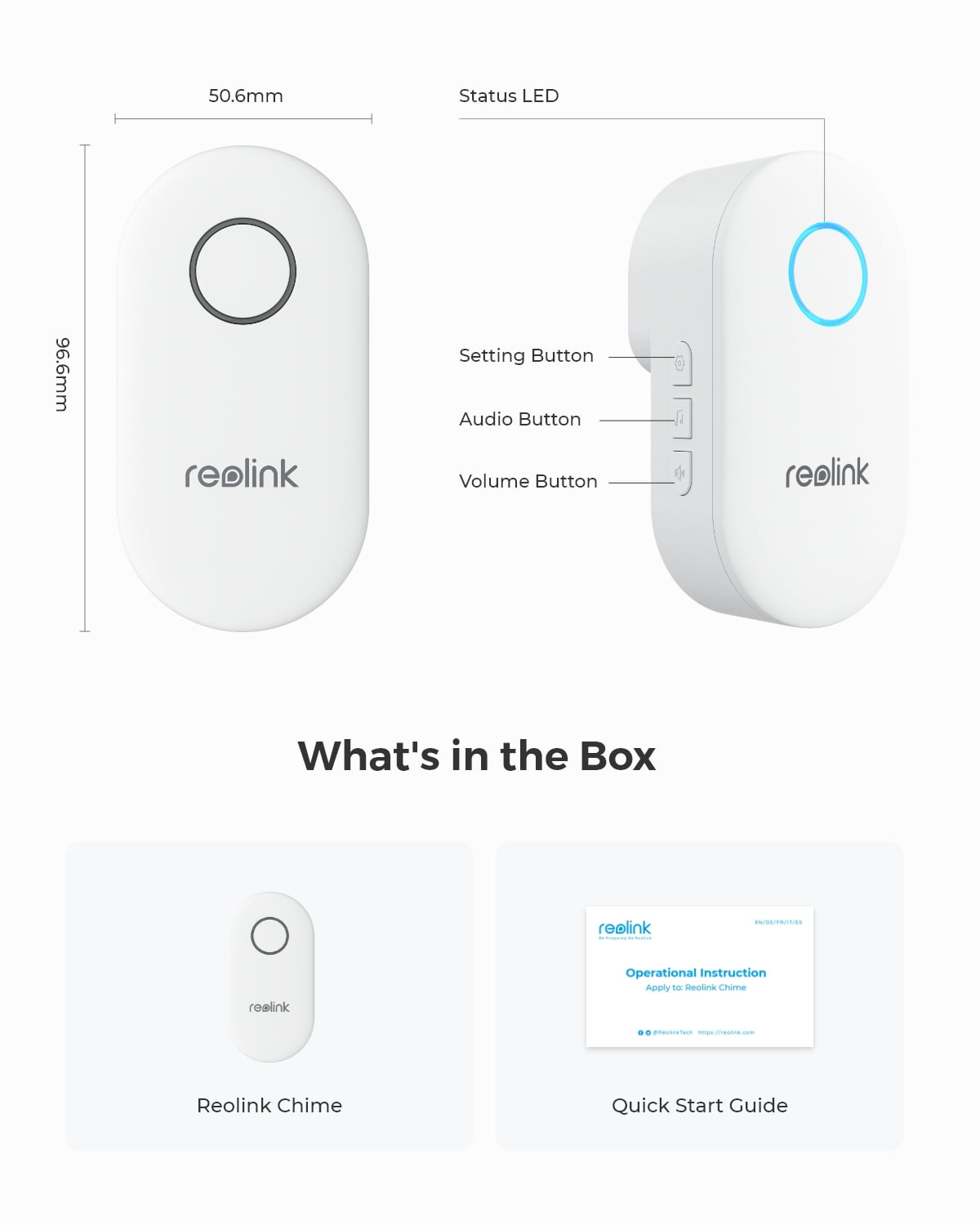 Reolink Chime for Video Doorbell,Plug-in Solution,Remote Control,Adjustable Ringtones,Volumes,Lights