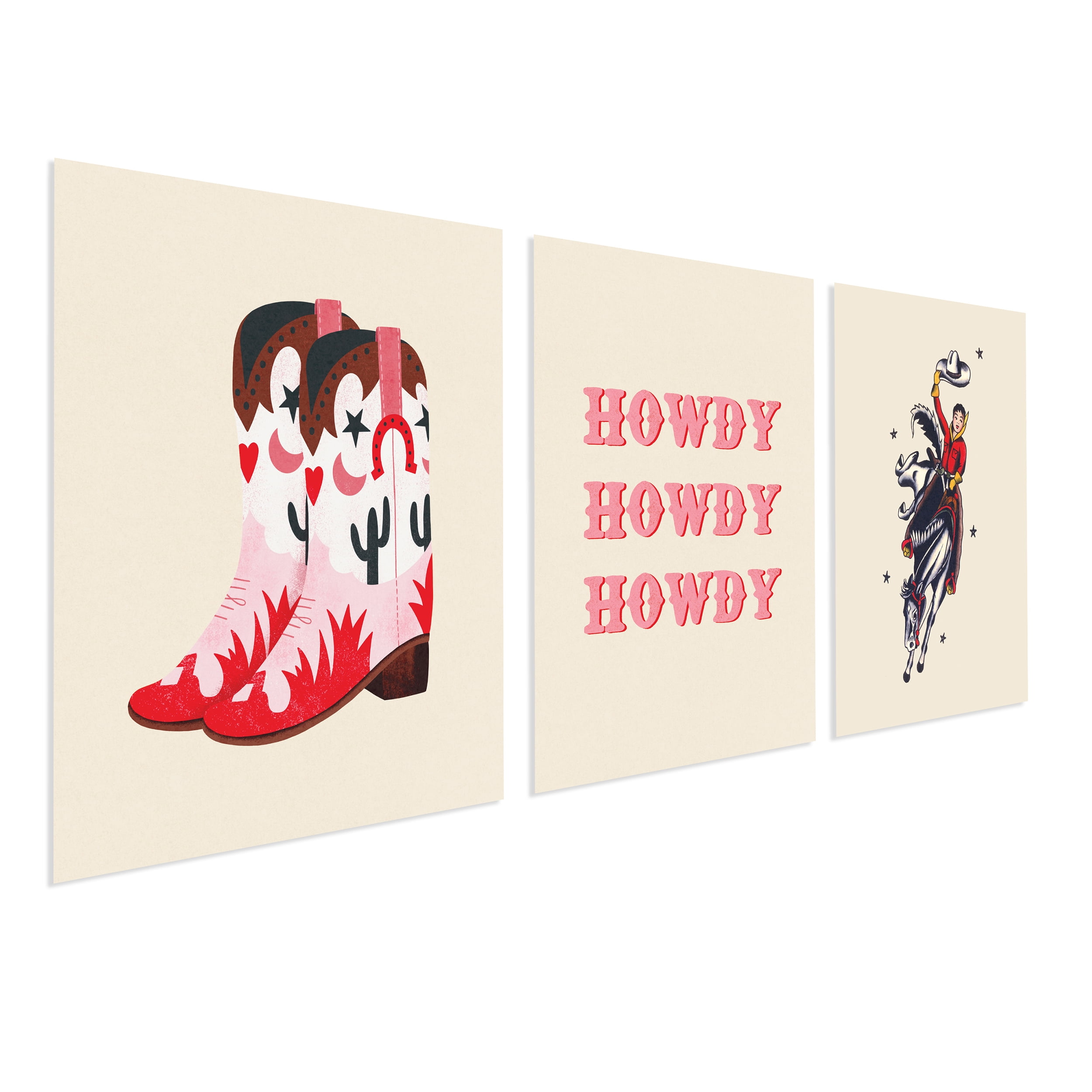 (2 pack) DesignOvation Western Unframed Art Prints 8” x 10” Set of 3 by Tania Garcia and Piddix